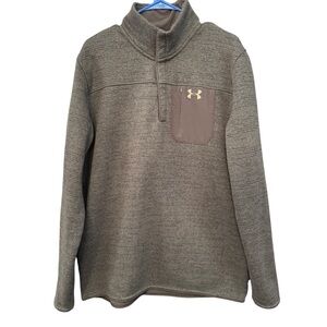 Under Armour Brown Heather 1/4 Snap Fleece Pullover Loose Fit XL